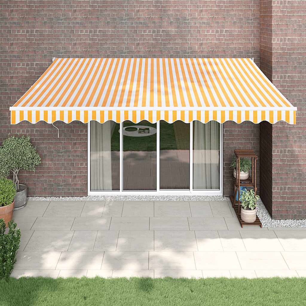Tenda na uvlačenje žuto-bijela 4 x 3 m od tkanine i aluminija