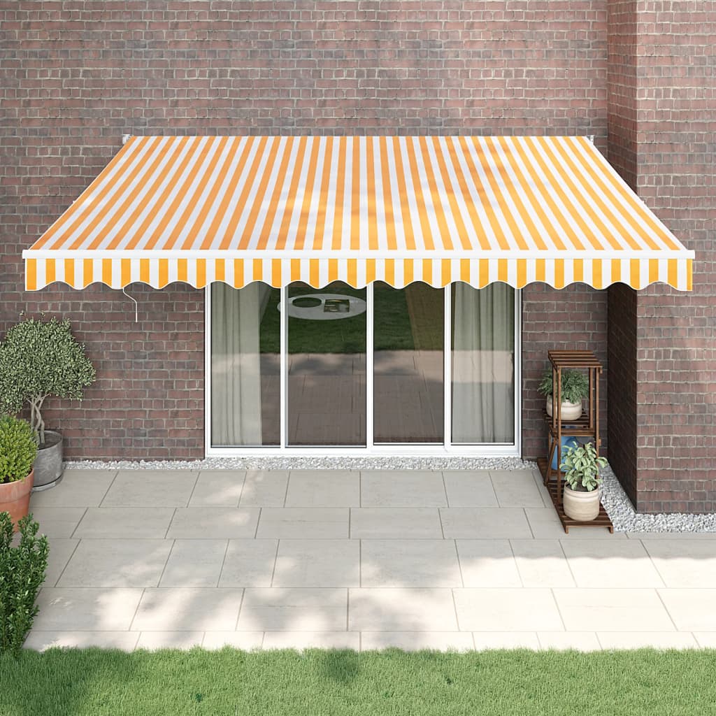 Tenda na uvlačenje žuto-bijela 4,5x3 m od tkanine i aluminija