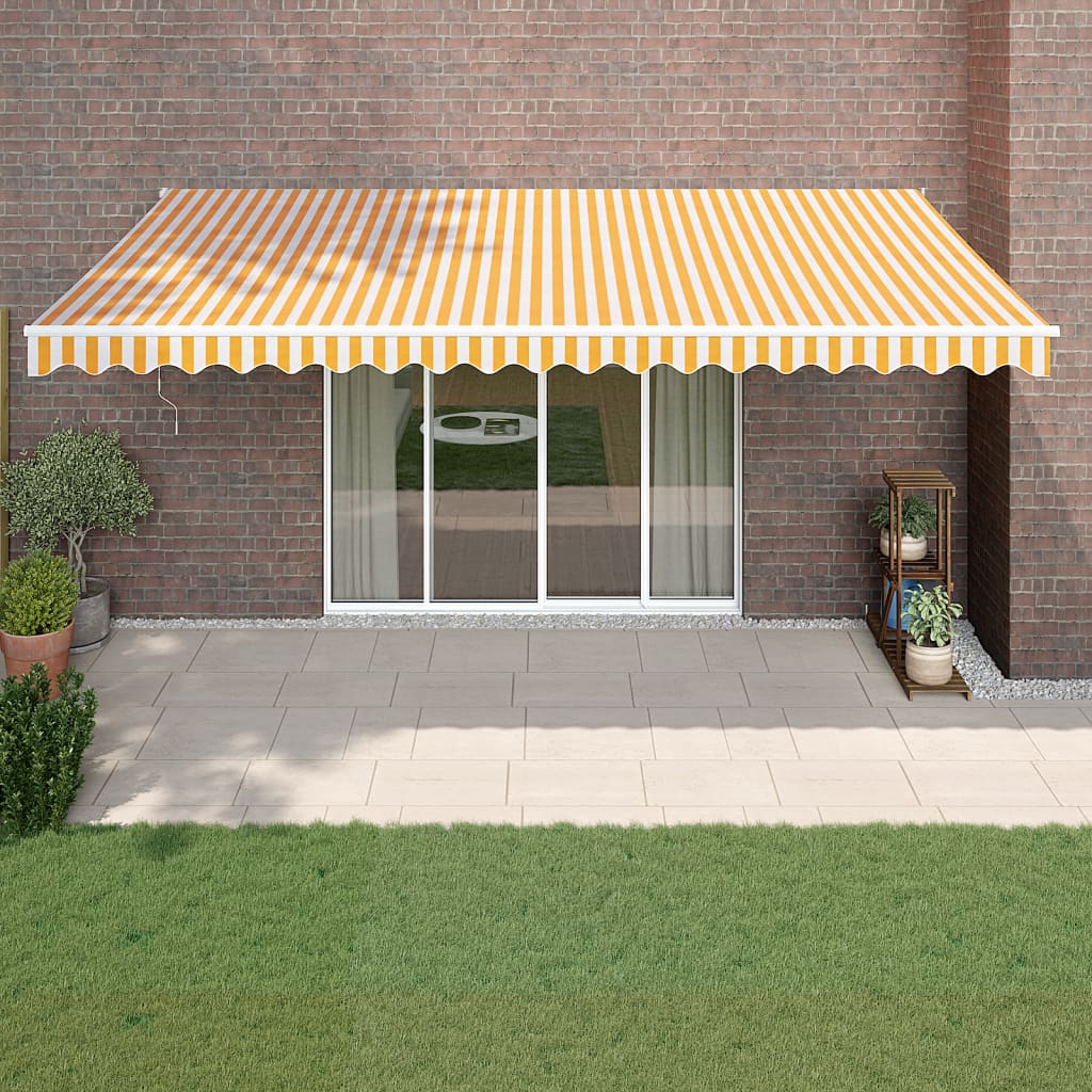 Tenda na uvlačenje žuto-bijela 5 x 3 m od tkanine i aluminija