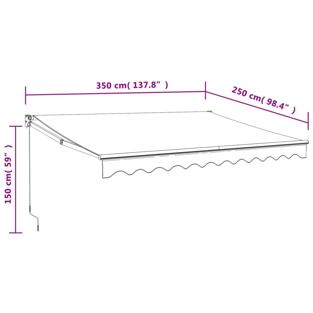 Tenda na uvlačenje plavo-bijela 3,5 x 2,5 m tkanina i aluminij