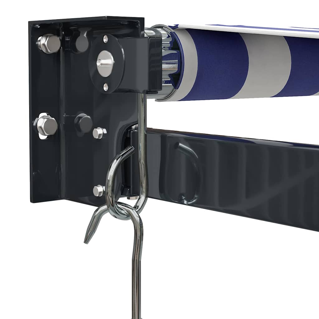 Tenda na uvlačenje plavo-bijela 4,5x3 m od tkanine i aluminija