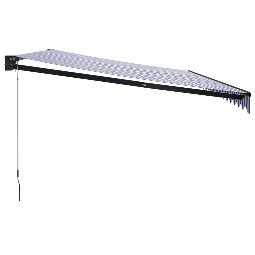 Tenda na uvlačenje plavo-bijela 5 x 3 m od tkanine i aluminija