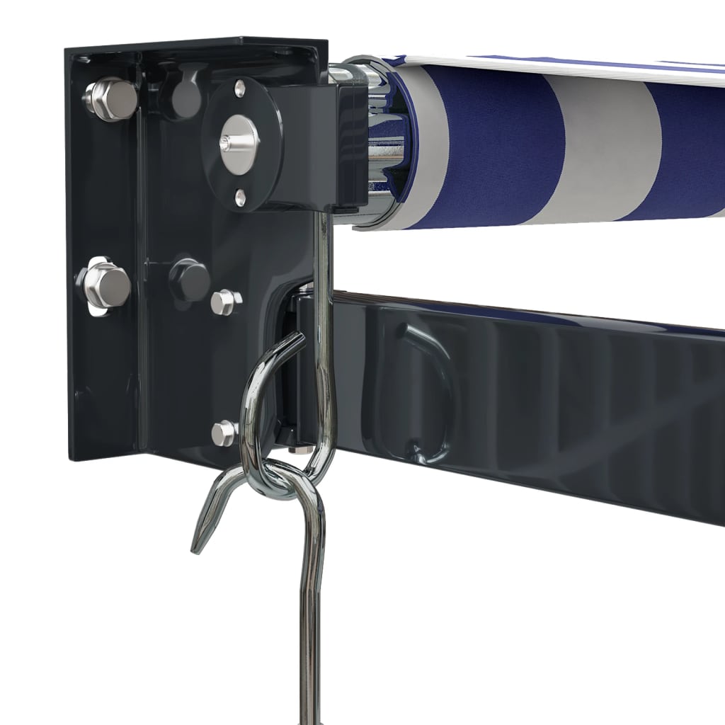 Tenda na uvlačenje plavo-bijela 5 x 3 m od tkanine i aluminija