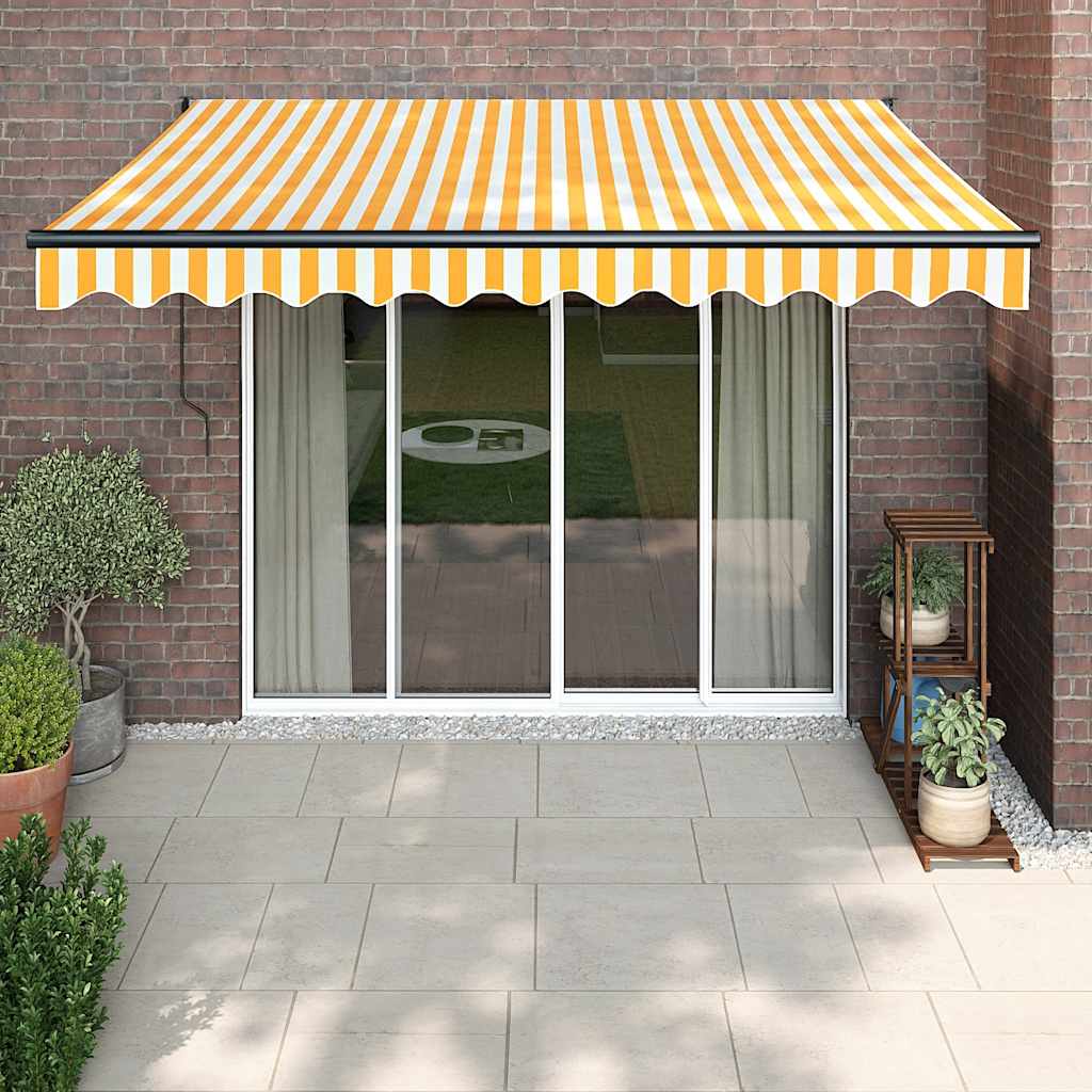 Tenda na uvlačenje žuto-bijela 3 x 2,5 m od tkanine i aluminija