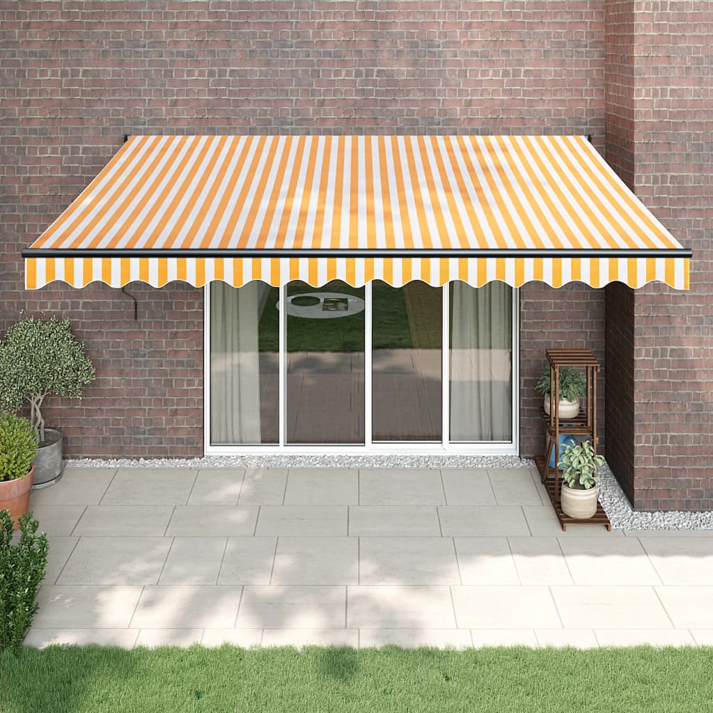 Tenda na uvlačenje žuto-bijela 4,5x3 m od tkanine i aluminija