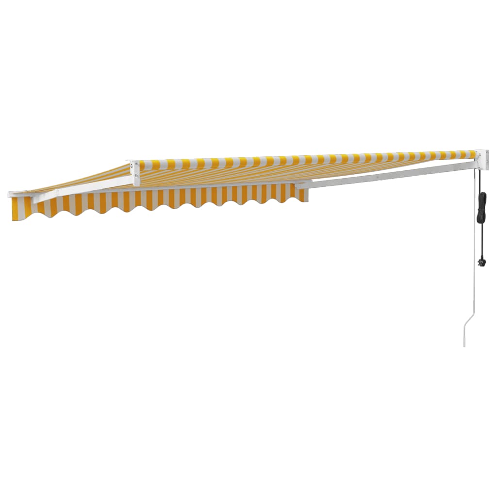 Automatska tenda na uvlačenje žuto-bijela 3,5 x 2,5 m