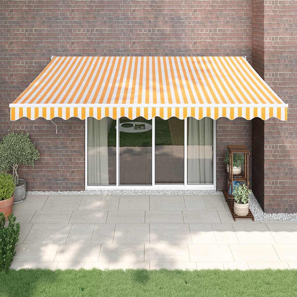 Automatska tenda na uvlačenje žuto-bijela 4,5 x 3 m