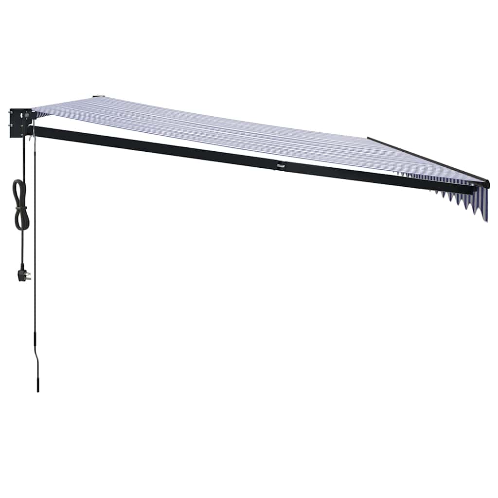 Automatska tenda na uvlačenje plavo-bijela 5 x 3 m