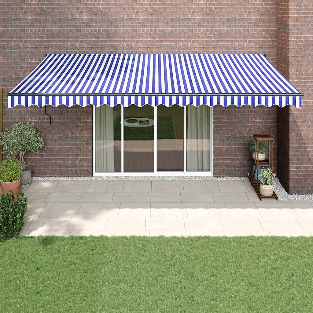 Automatska tenda na uvlačenje plavo-bijela 5 x 3 m
