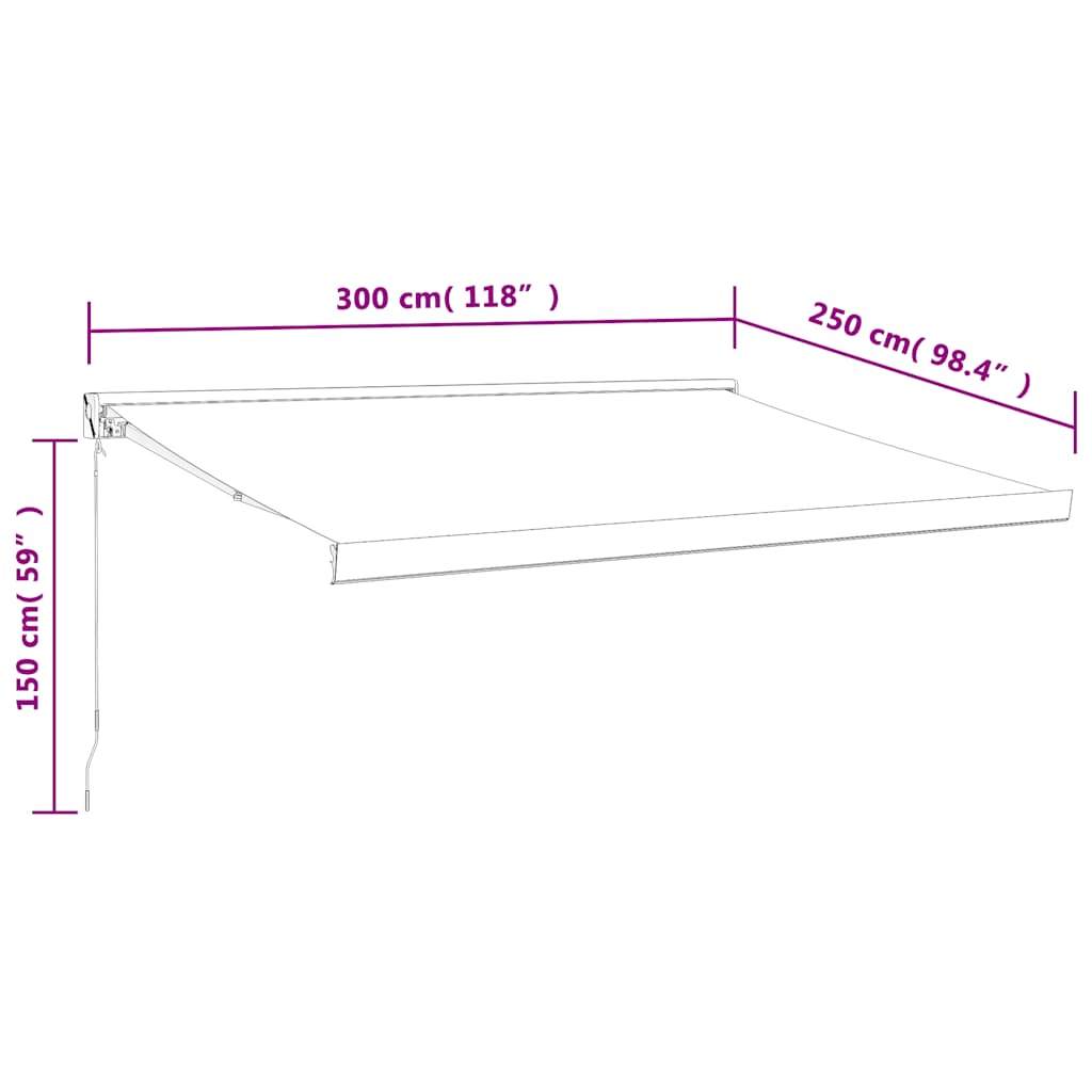 Tenda na uvlačenje žuto-bijela 3 x 2,5 m od tkanine i aluminija