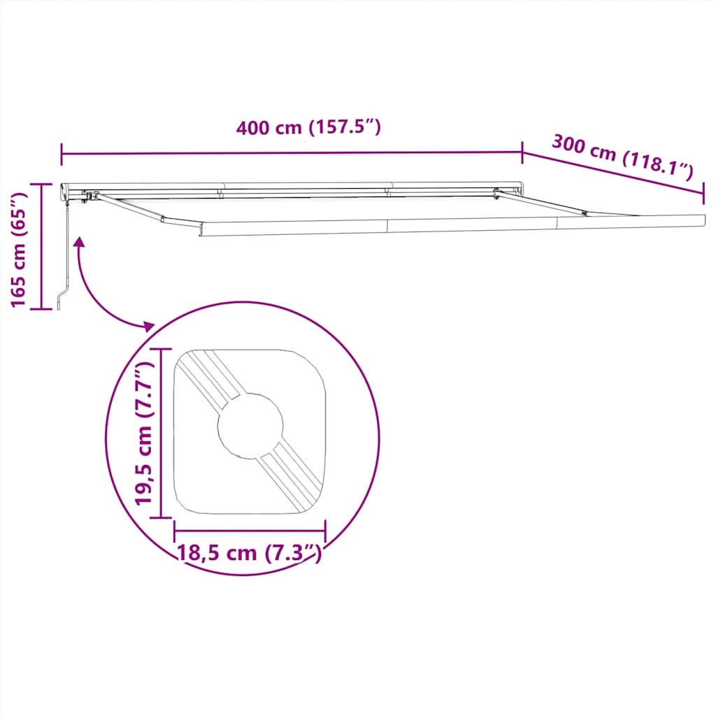 Tenda na uvlačenje žuto-bijela 4 x 3 m od tkanine i aluminija