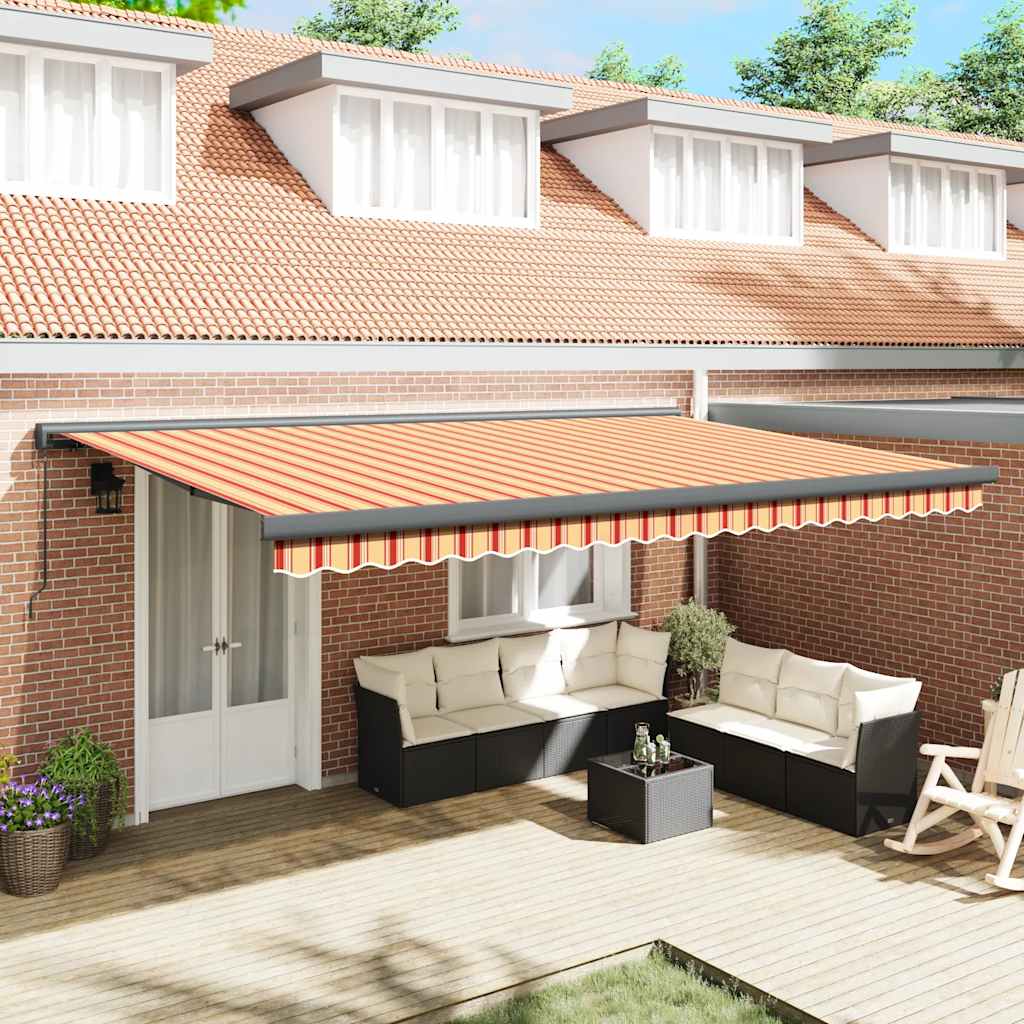 Tenda na uvlačenje žuto-bijela 5 x 3 m od tkanine i aluminija