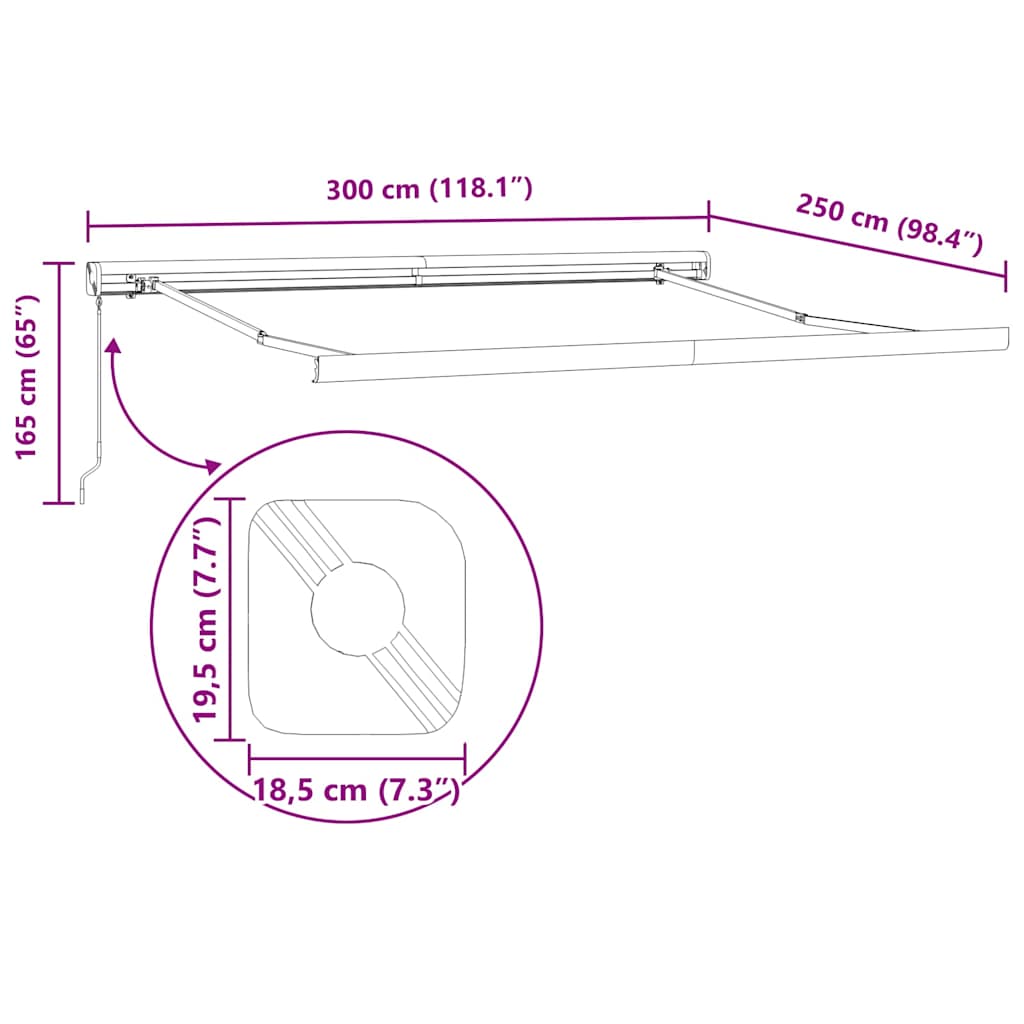 Tenda na uvlačenje narančasto-smeđa 3x2,5 m tkanina i aluminij