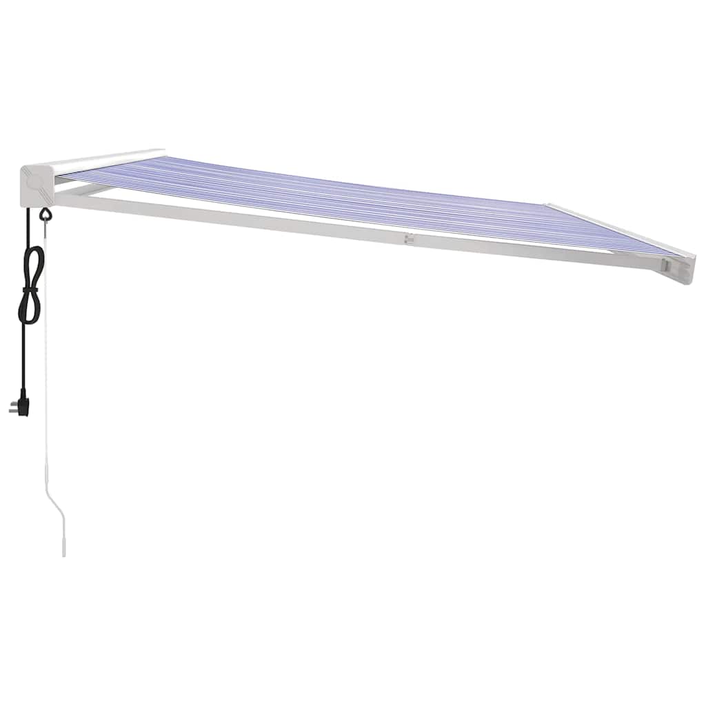 Tenda na uvlačenje plavo-bijela 4 x 3 m od tkanine i aluminija