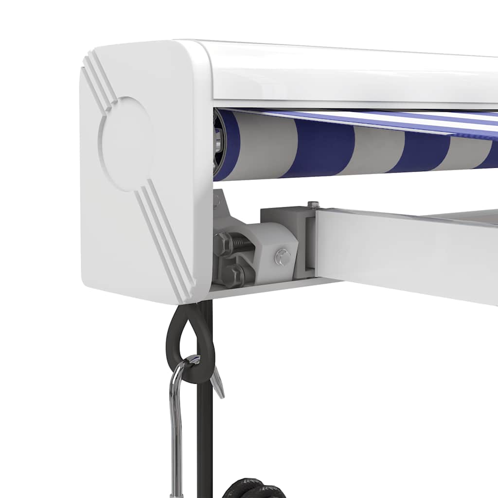 Tenda na uvlačenje plavo-bijela 4 x 3 m od tkanine i aluminija