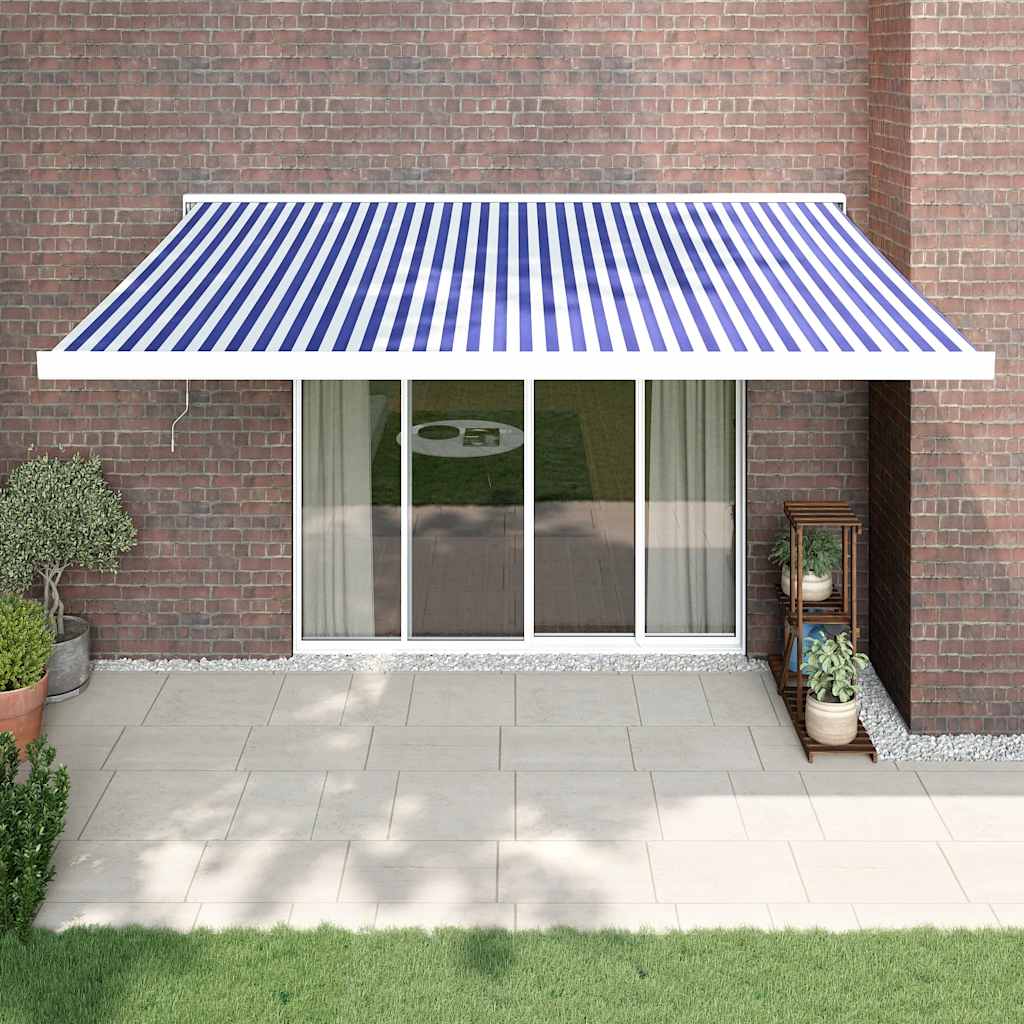 Tenda na uvlačenje plavo-bijela 4 x 3 m od tkanine i aluminija