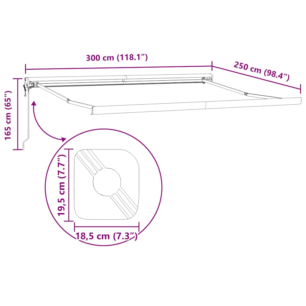 Tenda na uvlačenje narančasto-smeđa 3x2,5 m tkanina i aluminij