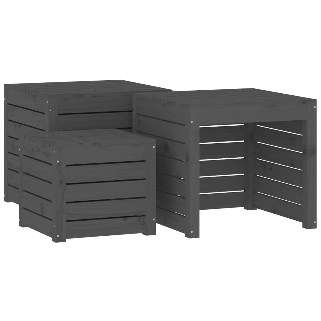 4-dijelni set vrtnih kutija sivi od masivne borovine