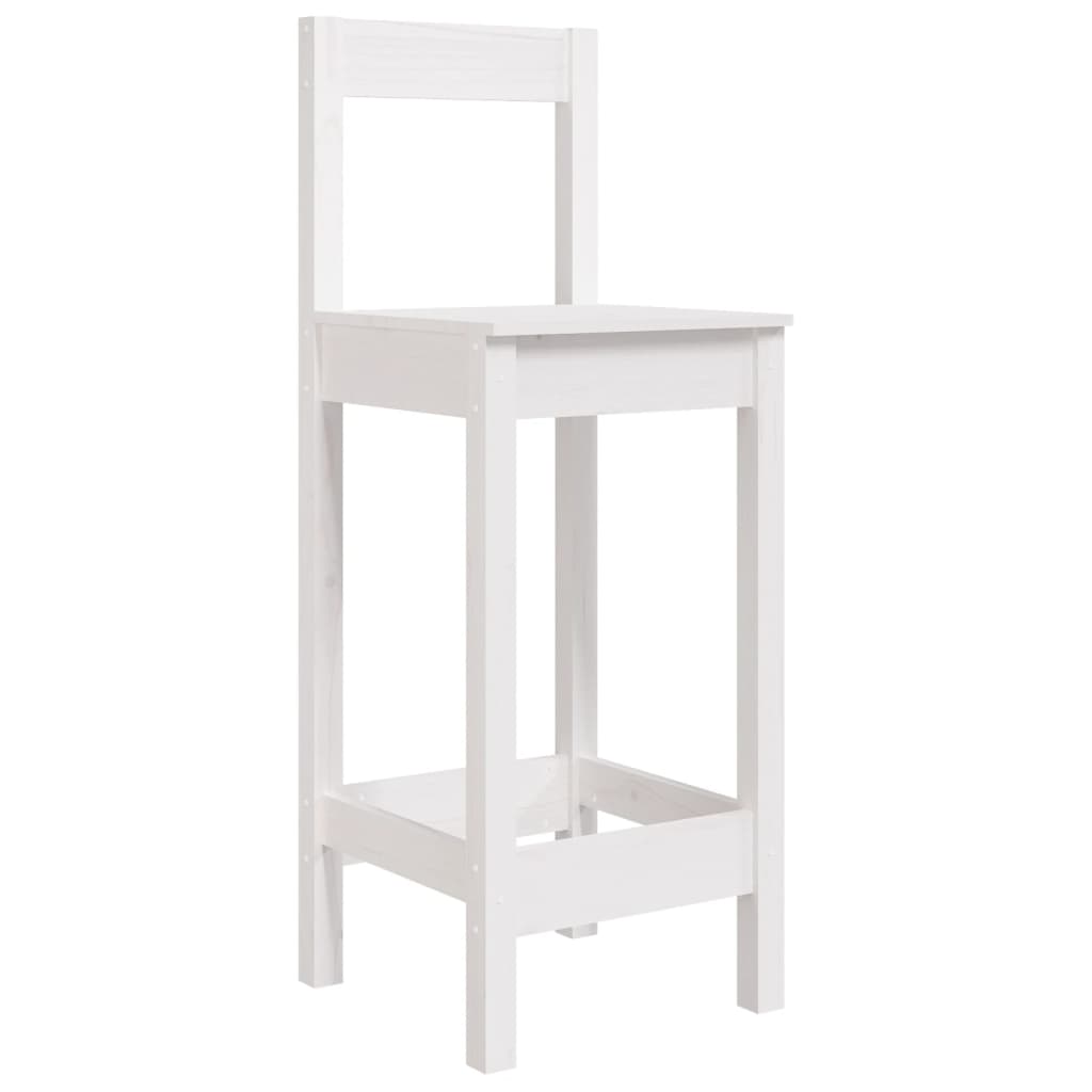 3-dijelni vrtni barski set bijeli od masivne borovine