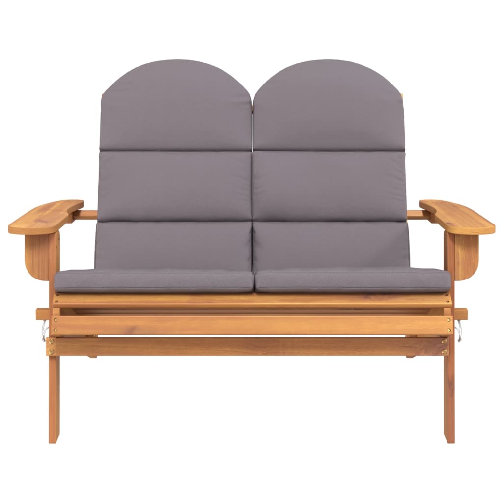 Vrtna klupa Adirondack s jastucima 126 cm masivno drvo bagrema