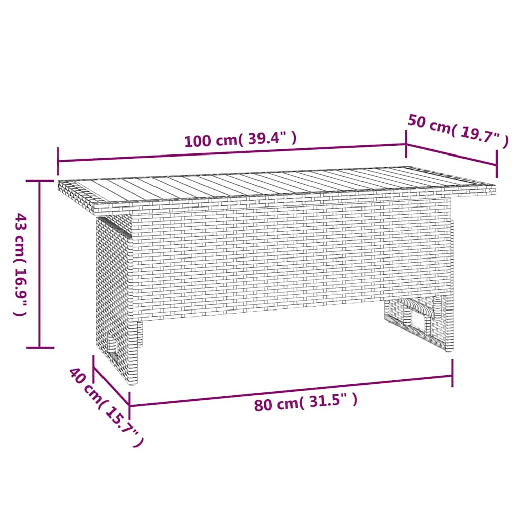 Vrtni stol sivi 100x50x43/63 cm od drva bagrema i poliratana