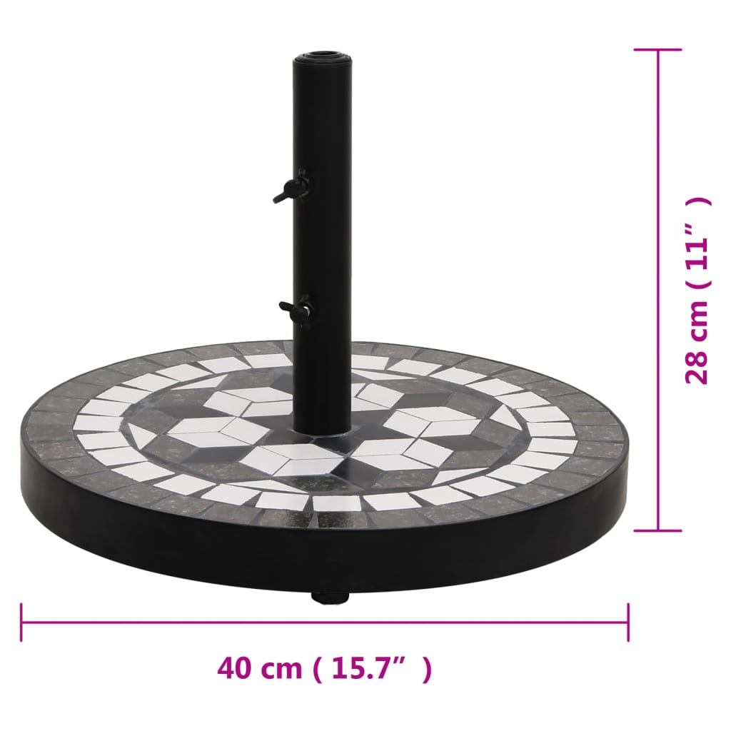 Postolje za suncobran okruglo 12 kg crno-bijeli