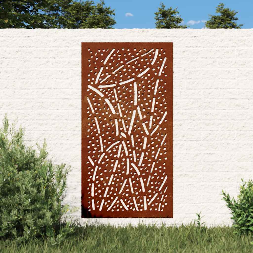 Vrtni zidni ukras 105 x 55 cm od čelika COR-TEN s uzorkom lišća Smeđa
