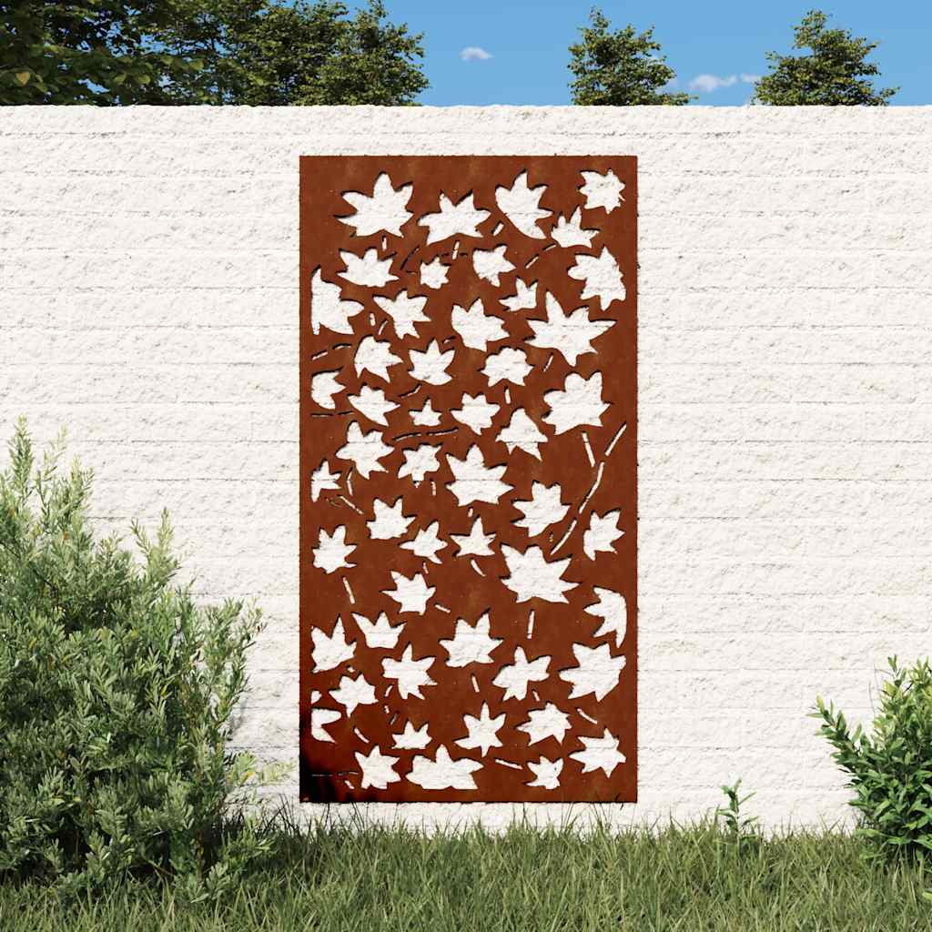 Vrtni zidni ukras 105x55 cm čelik CORTEN uzorak javorovog lišća