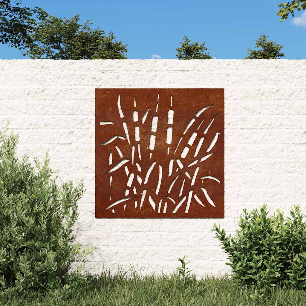 Vrtni zidni ukras 55 x 55 cm čelik COR-TEN s uzorkom trave