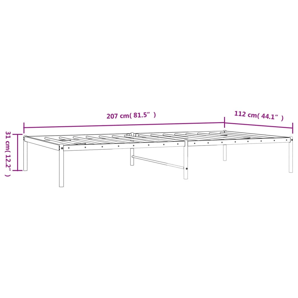 Metalni okvir za krevet crni 107x203 cm