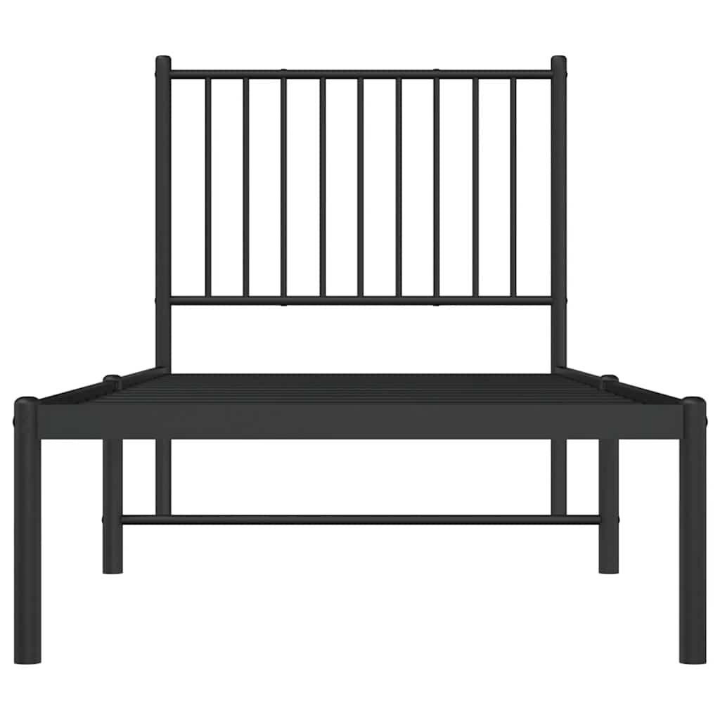 Metalni okvir za krevet s uzglavljem crni 75x190 cm