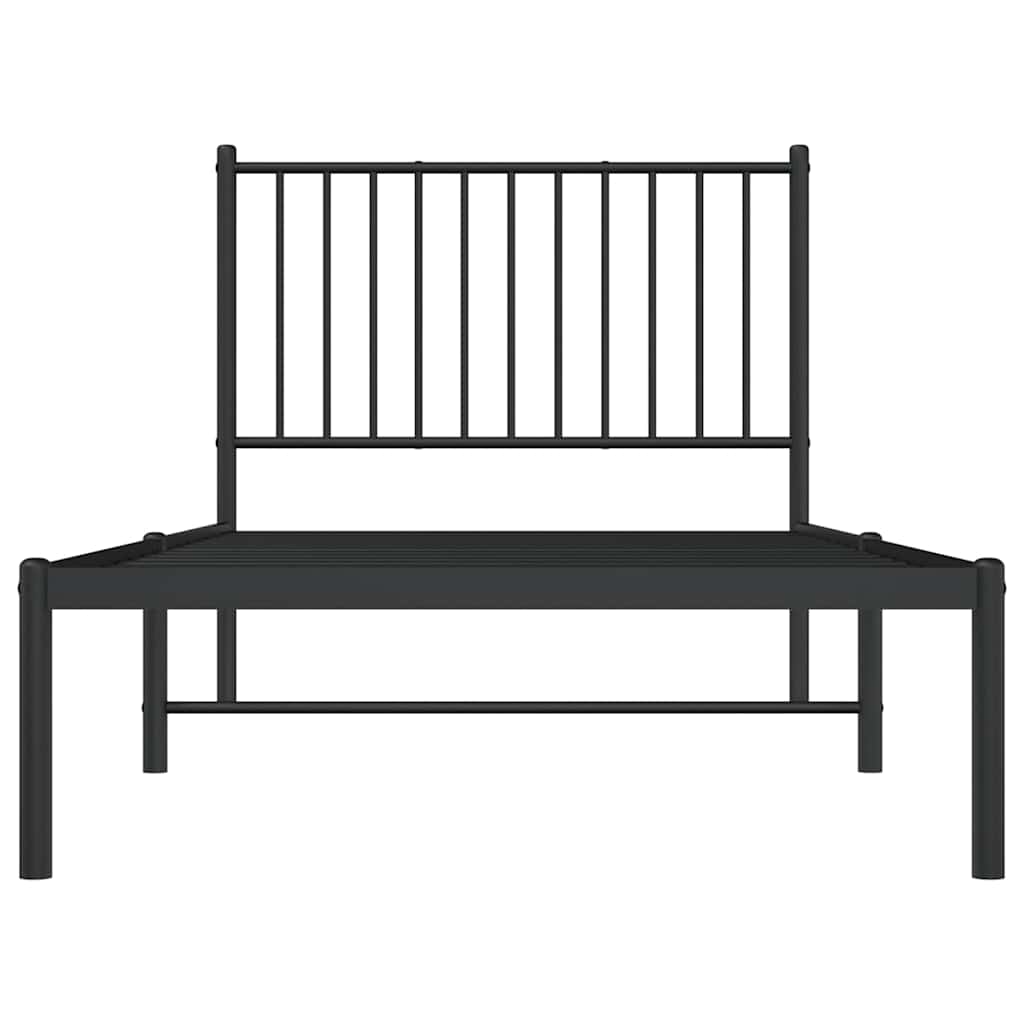 Metalni okvir za krevet s uzglavljem crni 90x190 cm