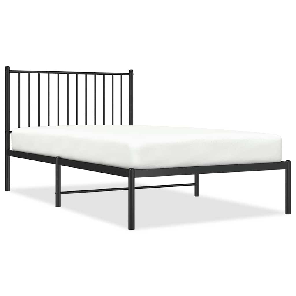 Metalni okvir za krevet s uzglavljem crni 100x190 cm
