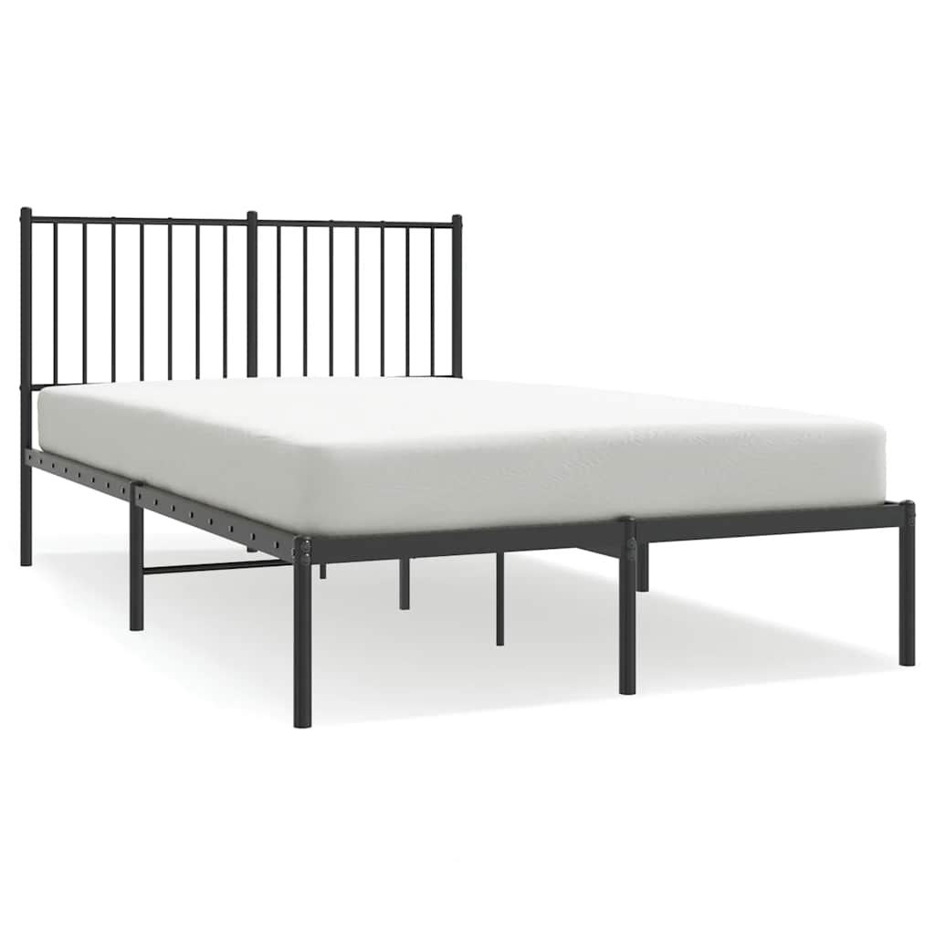 Metalni okvir za krevet s uzglavljem crni 120x200 cm