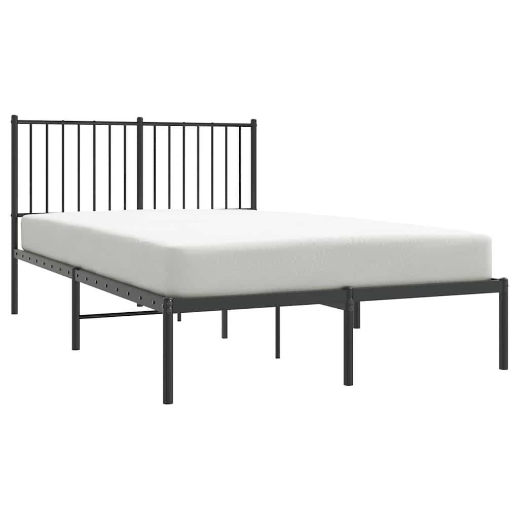Metalni okvir za krevet s uzglavljem crni 120x200 cm