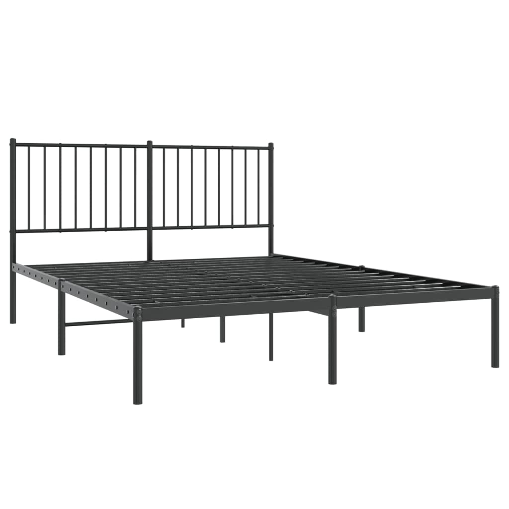 Metalni okvir za krevet s uzglavljem crni 140x190 cm