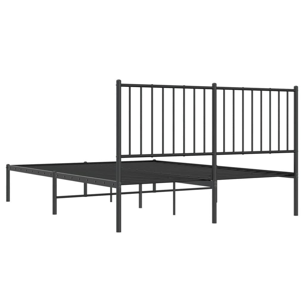 Metalni okvir za krevet s uzglavljem crni 140x190 cm