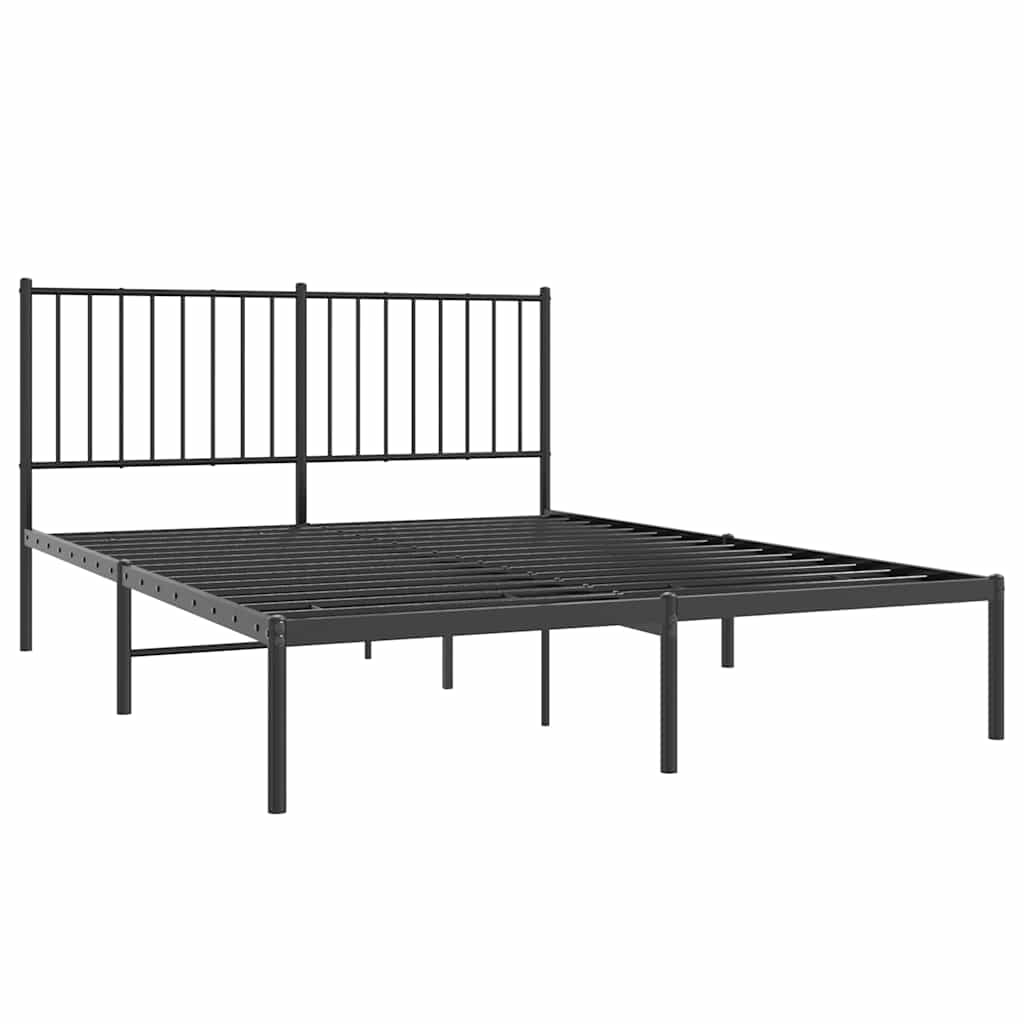 Metalni okvir za krevet s uzglavljem crni 140x200 cm