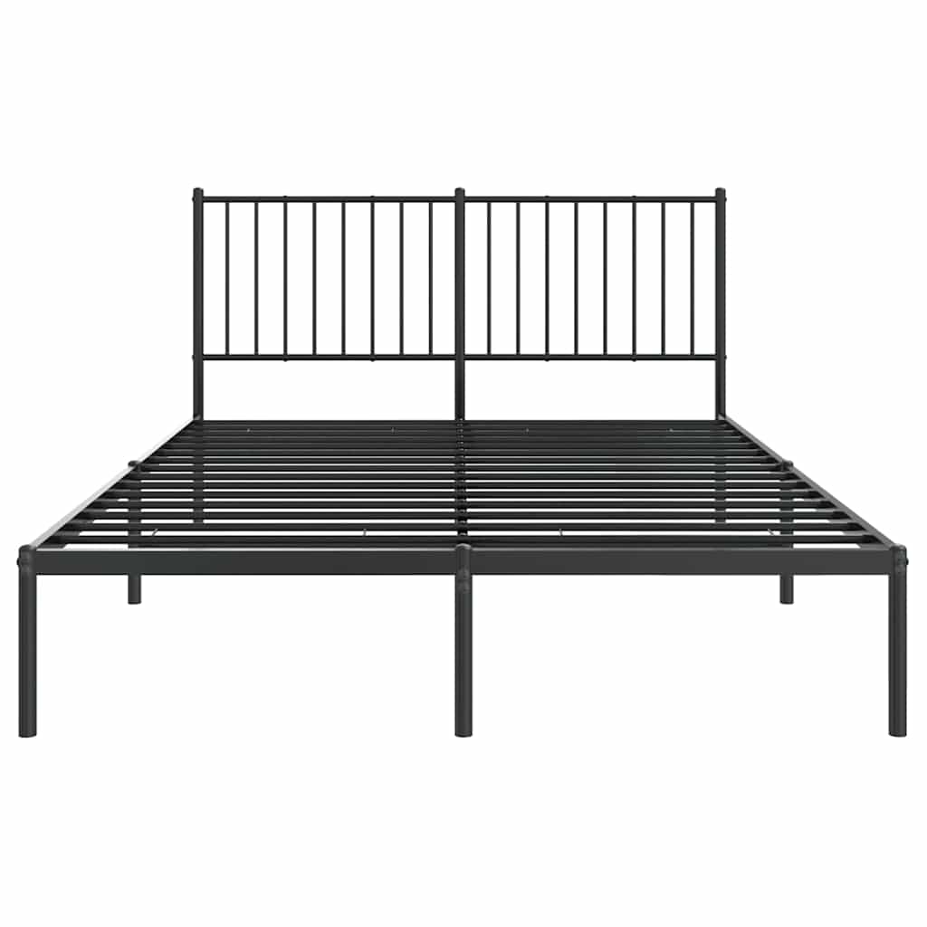Metalni okvir za krevet s uzglavljem crni 140x200 cm
