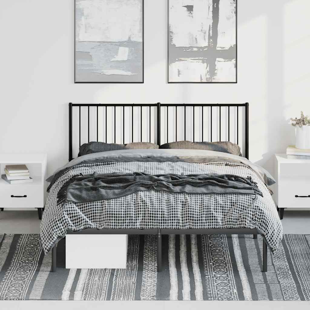 Metalni okvir za krevet s uzglavljem crni 150x200 cm