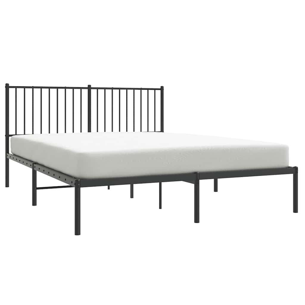 Metalni okvir za krevet s uzglavljem crni 150x200 cm
