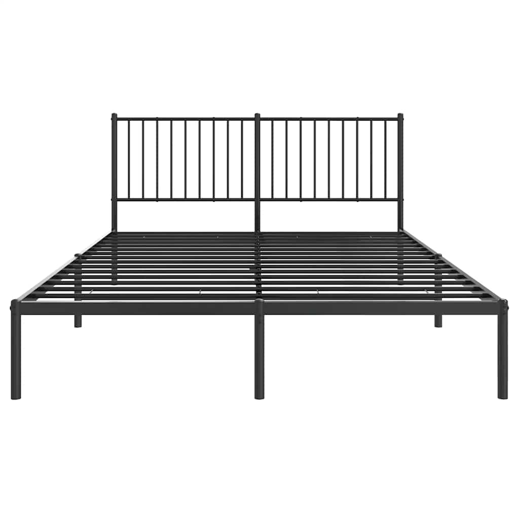 Metalni okvir za krevet s uzglavljem crni 150x200 cm
