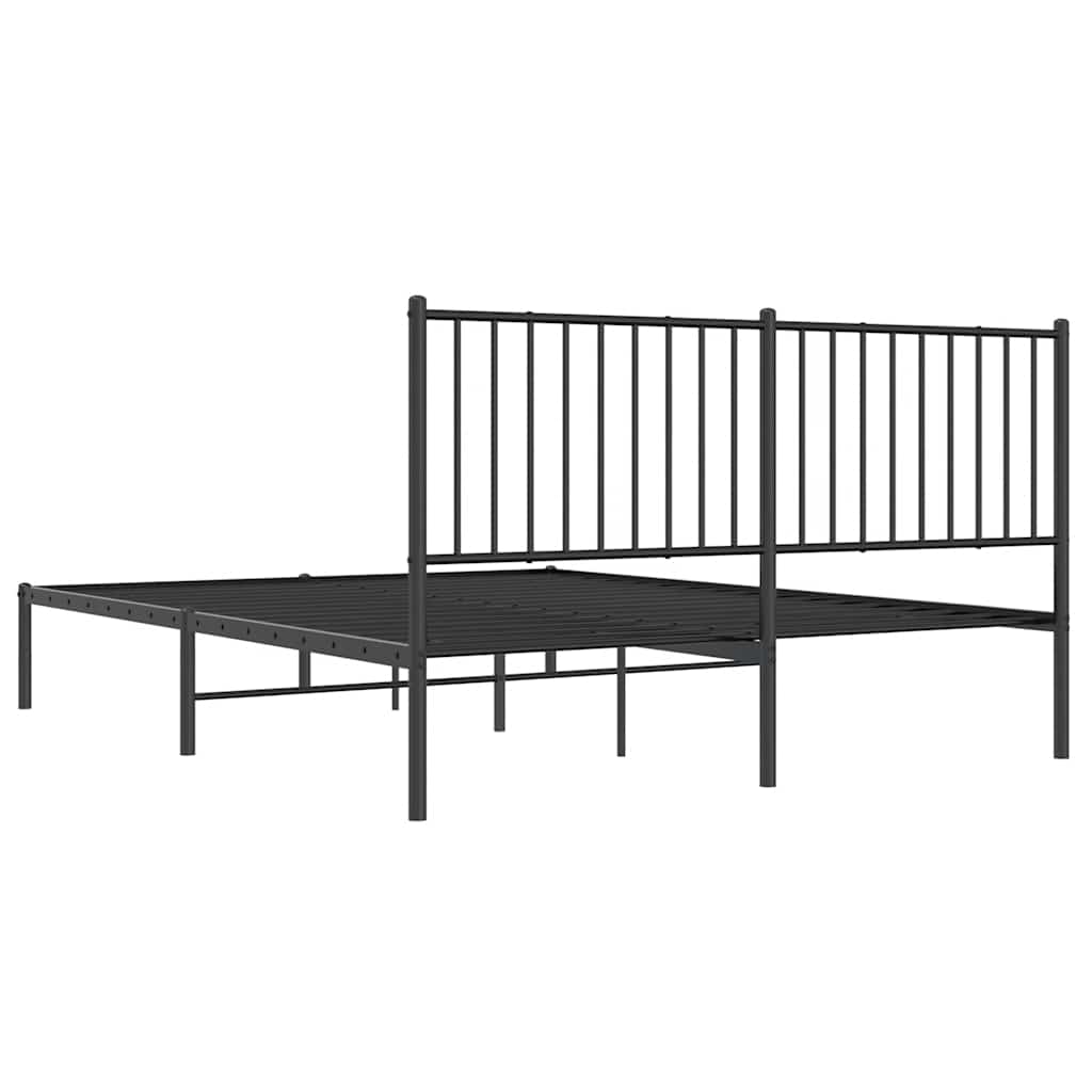 Metalni okvir za krevet s uzglavljem crni 150x200 cm