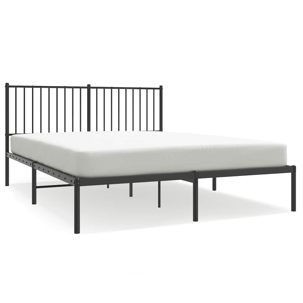 Metalni okvir za krevet s uzglavljem crni 160x200 cm