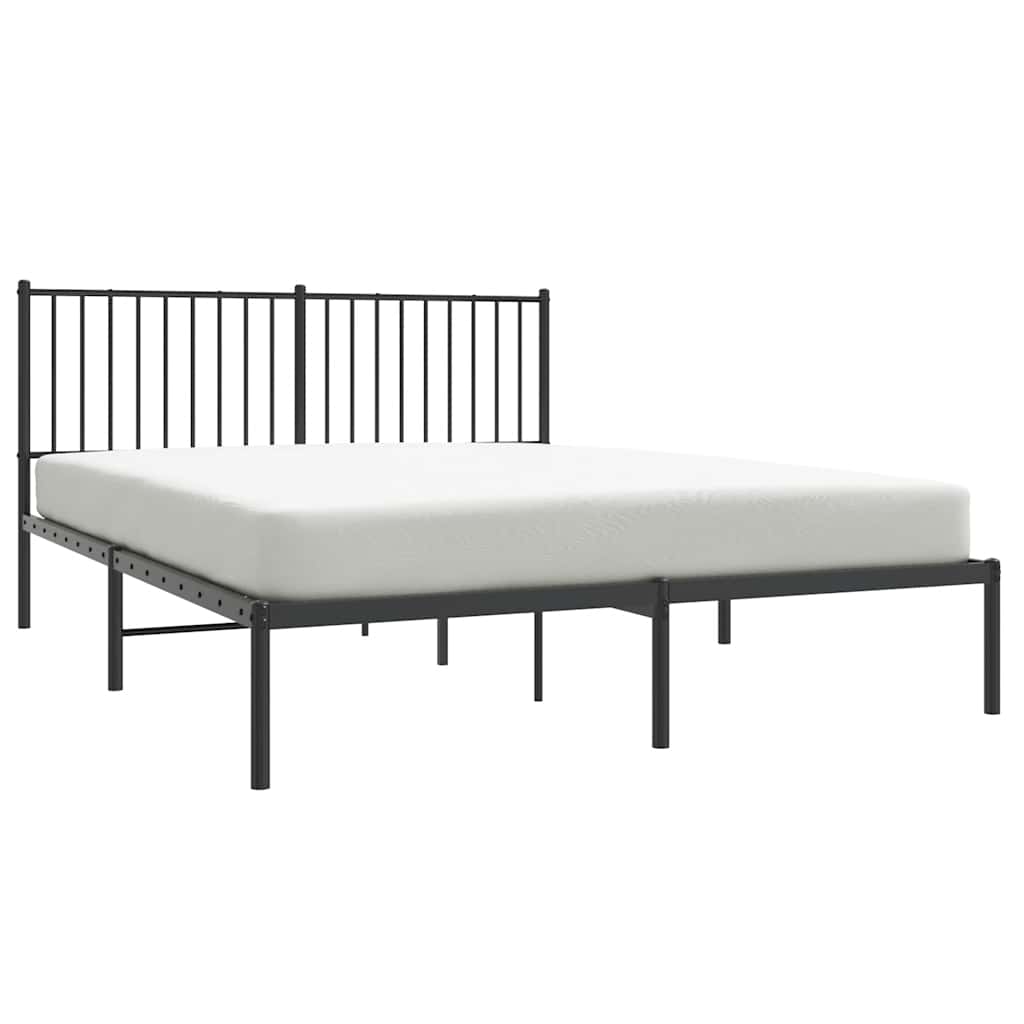 Metalni okvir za krevet s uzglavljem crni 160x200 cm