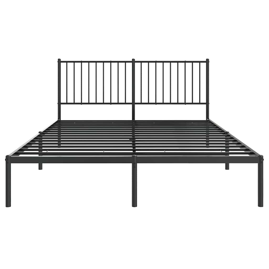 Metalni okvir za krevet s uzglavljem crni 160x200 cm