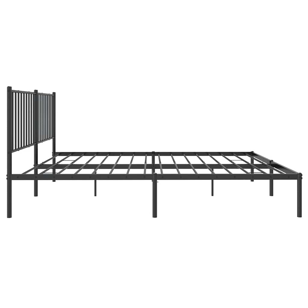 Metalni okvir za krevet s uzglavljem crni 160x200 cm