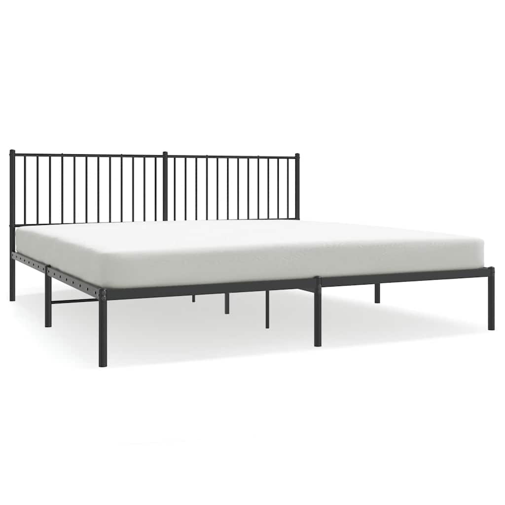 Metalni okvir za krevet s uzglavljem crni 193x203 cm
