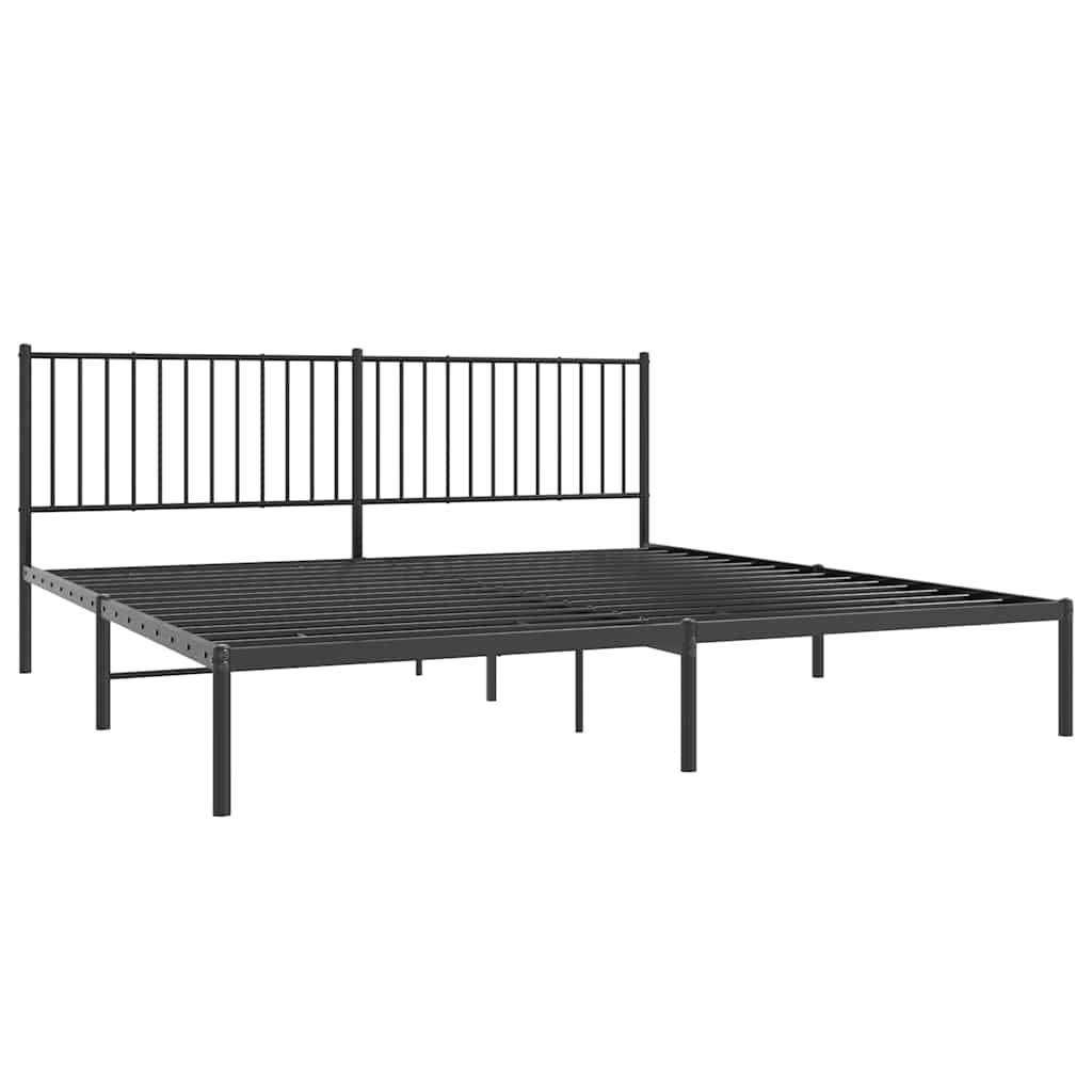 Metalni okvir za krevet s uzglavljem crni 193x203 cm