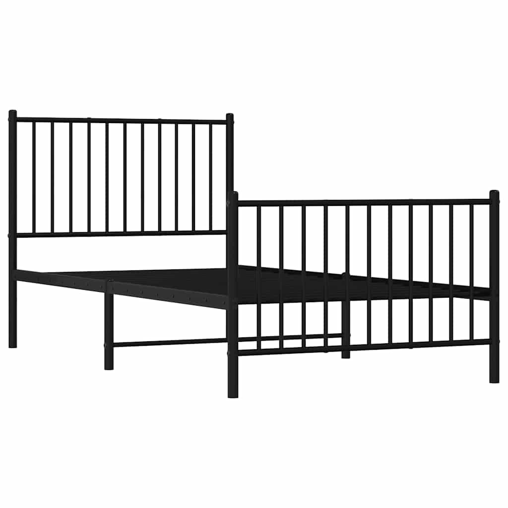Metalni okvir kreveta uzglavlje i podnožje crni 90x190 cm